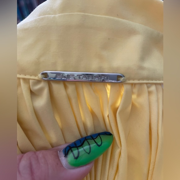 Elie Tahari Yellow Pleated A-line dress - Picture 5 of 5